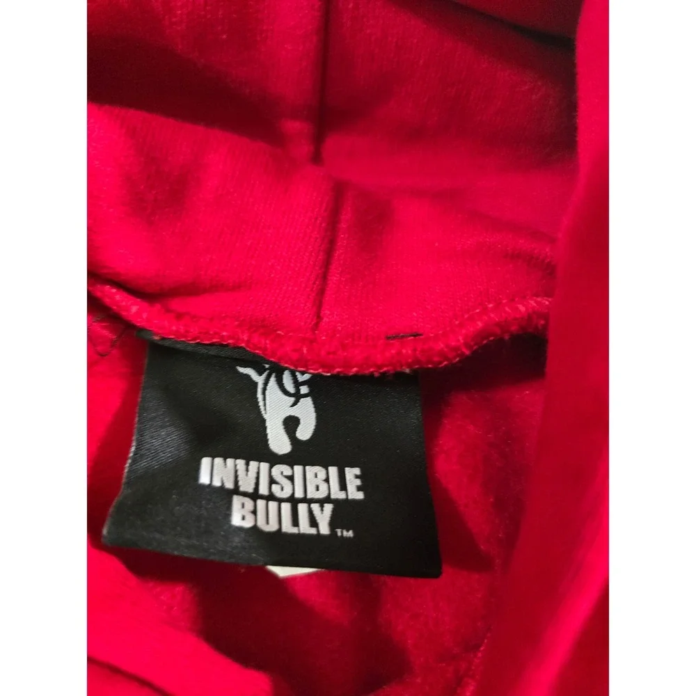 Invisible Bully Mens Red Graphic Logo Hoodie Streetwear Sweatshirt Size M